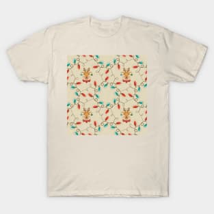 Reindeer Christmas Light Pattern T-Shirt